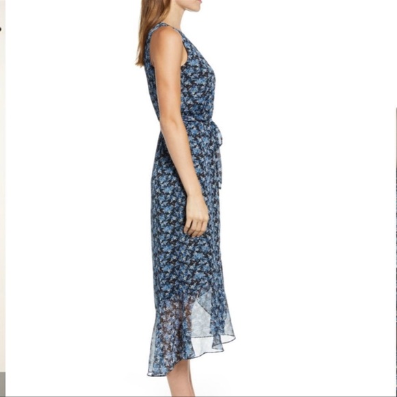 Vince Camaro Floral Belted Chiffon Midi Dress Size:8 - Picture 3 of 4